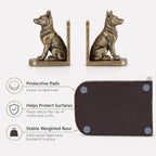 German Dog Bookends Set of 2,Decorative Book Ends for Shelves,Antique Gold Resin Shepherd Dog Statues,Aesthetic Bookshelf Decor,Book Holders for Home Office Desk Library,Vintage Shelf Styling Gift - Image 7