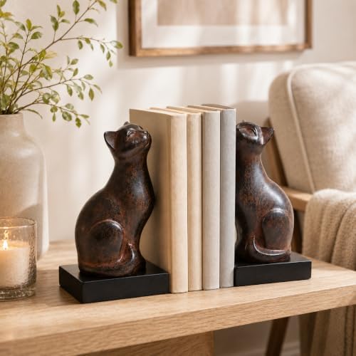 Comfy Hour 6.8 Inch Cat Bookends for Shelves, Cat Statue, Set of 2 - Image 6