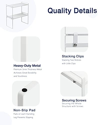 Nxconsu Stackable Cabinet Shelf Organizer 2 Pack, Standard Tall White - Image 4