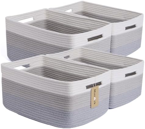 MiniArk Large Storage Baskets for Organizing, 17 x 13 x 7.5” Closet Shelf Baskets for Clothes Blanket Towels, Baby Nursery, Toy Bins Box, Woven Rope Baskets, 4 Packs Gradient Grey by MiniArkStorageBasketsHome