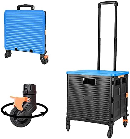FELICON SELORSS Foldable Utility Cart Folding Portable Rolling Crate-Blue by FELICON