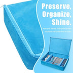 Teenyyou Zippered Flatware Storage Drawer Liner Silverware Storage Bag Tarnish Preventative Silver Organizer Cutlery Case Container Box Large Capacity Silverware Chest 15.75" x 11.02" x 3.94"(Blue) - Image 4