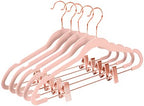 MIZGI Premium Velvet Pants Hangers with Clips (Pack of 20) Slim Skirt Hangers- Non Slip Felt Outfit Dress Hangers Blush Pink - Copper/Rose Gold Hooks,Space Saving Shirt Clothes Hangers by MIZGI