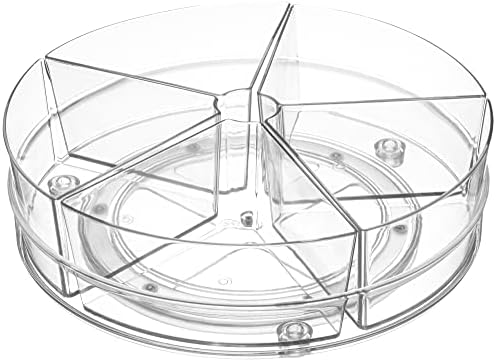 Home Intuition Round Plastic Lazy Susan Turntable Food Storage Container for Kitchen (5 Removable Bin, 2 Pack) by HomeIntuition