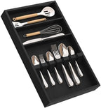 Yofidra Pure Bamboo Silverware Drawer Organizer: 16.5 Inch Large Silverware Utensil Tray Holder, 3-Compartment with 6 Card Slots Kitchen Flatware Organizer Home Essentials, 2024 New Upgrade by Yofidra