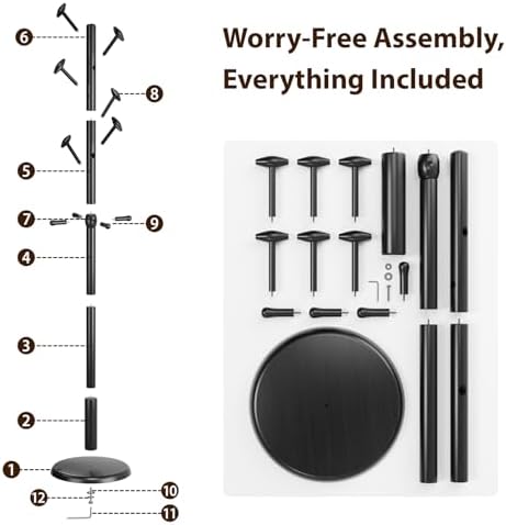 Taitiy Solid Wooden Coat Rack Stand Freestanding Hall Tree with 10 Hooks - Image 5