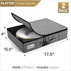 Sorbus Platter Storage Case for Dinnerware (2 Pack, Gray) - Image 3