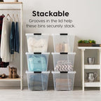 IRIS USA 54 Qt Storage Bins with Lids, 6 Pack, Dividers, Clear/White - Image 5