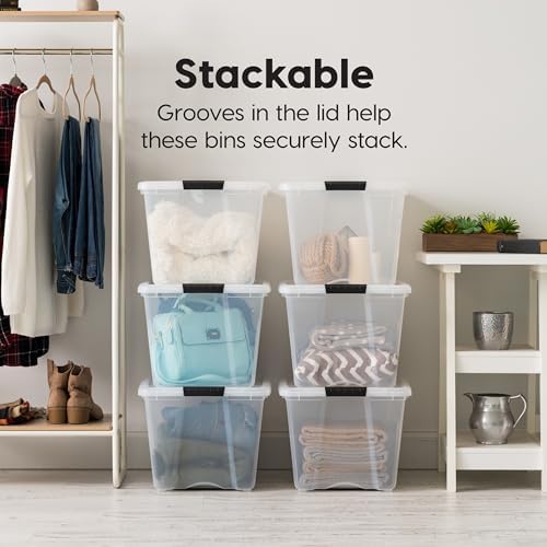 IRIS USA 54 Qt Storage Bins with Lids, 6 Pack, Dividers, Clear/White - Image 5