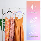 Sishynio Velvet Hangers 30 Pack, Non-Slip Slim Felt Hangers Multicolor - Image 5