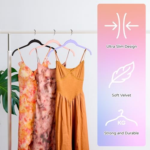 Sishynio Velvet Hangers 30 Pack, Non-Slip Slim Felt Hangers Multicolor - Image 5