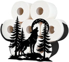 Wolf Toilet Paper Holder Wall Mount/Stand for Extra 8 Rolls by WHIMSTITCH