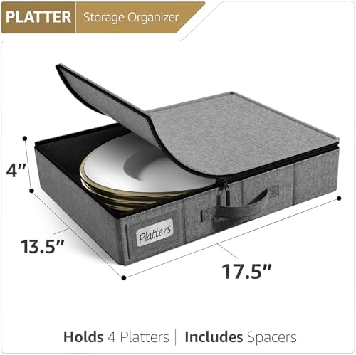 Sorbus Platter Storage Case for Dinnerware (1 Pack, Gray) - Image 2