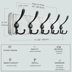 Dseap Coat Rack Wall Mounted - 5 Tri Hooks, Heavy Duty, Wooden Wall Coat Hanger Coat Hook for Clothes Hat Jacket Clothing, White & Black - Image 5