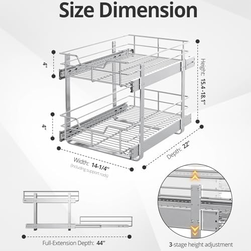 Pull Out Cabinet Organizer,14¼'' Slide Out Kitchen Organizers and Storage - Image 4