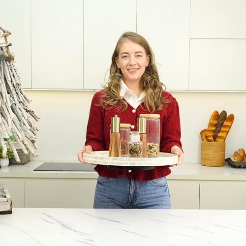 Mother of Pearl Turntable Organizer - Table & Countertop, Cabinet & Pantry Lazy Susan (12.5 in) - Image 5