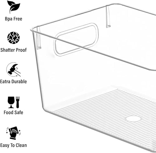 Clear Plastic Storage Bins, Pantry Organizers and Storage Containers Fridge Organizer Bins for Organizing Kitchen Cabinet Organizer Bin Bathroom Freezer Refrigerator Organization - Image 4