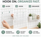 10 Pack Wall Grid Panel Hanging Wire Basket, Metal Wall Storage and Display Basket, Grid Wall Storage Basket for Kitchen, Home Decor Supplies - White (9x3.9x3in) - Image 4