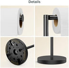 FORIOUS Toilet Paper Holder Stand with Storage for 4 Rolls, Matte Black - Image 5