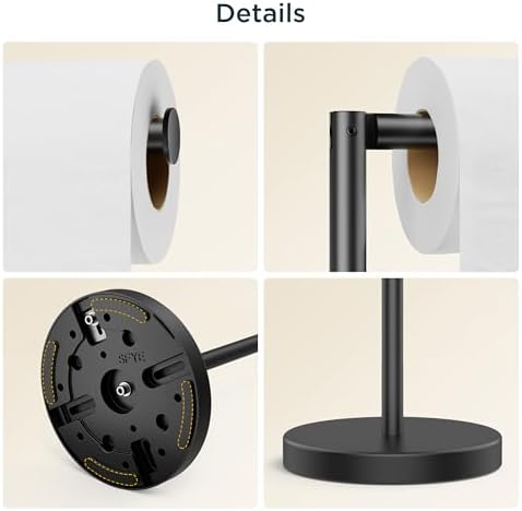 FORIOUS Toilet Paper Holder Stand with Storage for 4 Rolls, Matte Black - Image 5