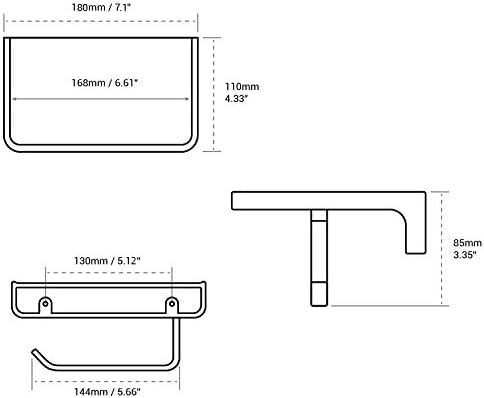 TRUSTMI Toilet Paper Holder with Shelf & Phone Stand, Brushed Rose Gold - Image 7