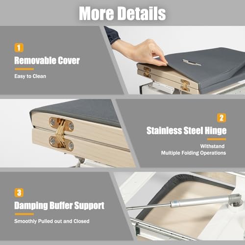Folding Ironing Board, 31.5 * 11.6 * 4.7in Wall-Mounted Ironing Board with Removable Cover, Compact Ironing Boards for Bedrooms, Checkrooms, Small Houses, 180° Free Rotation - Image 4