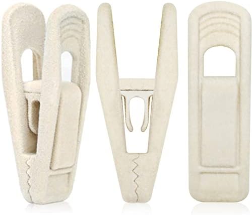 TOFIIGREM Beige Velvet Hanger Clips 60 PCS, Non-Slip Velvet Clip Work Perfectly for Ivory/Beige Velvet Hangers, Pant Skirt Hanger Velvet Clips Fit for Velvet Clothes Hangers by TOFIIGREM