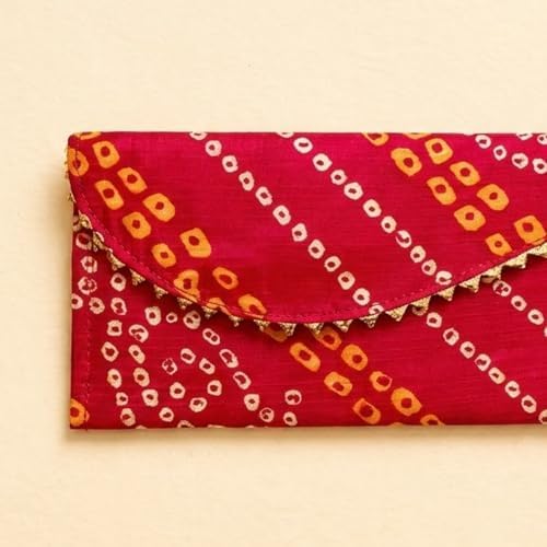 LoveNspire Brocade Fabric Money Envelopes (7.5 x 3.5 Inch) Decorative Bandhani Pattern Shagun Lifafa for Indian Wedding, Birthday | Cash Gift Holder & Home Savings Organizer Yellow/Pack of 20 - Image 3