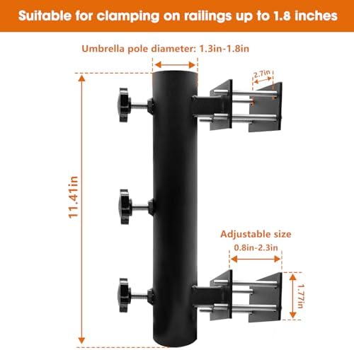 Heavy Duty Adjustable Metal Patio Umbrella Holder Clamp Stand - Image 3
