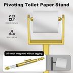 Brass Gold Toilet Paper Holder Stand，Stainless Steel Toilet Paper Holder Free Standing，Stable Weighted Base Floor Tissue Roll Holder for Bathroom，Modern Pivoting Toilet Paper Stand - Image 3