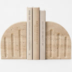 Travertine Book Ends, Decorative Stone Bookends for Shelves, Heavy Bookends by Unknown