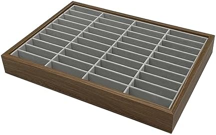 40‑Slot Bracelet Watch Necklace Jewelry Display Storage Box – Velvet Wood Tray Organizer for Bangles, Jade, Stackable for Retail Shows or Personal Use – Black by Unknown