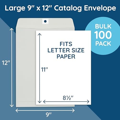 Blue Summit Supplies 100 9" x 12" Gray Kraft Clasp Envelopes, Gummed - Image 2
