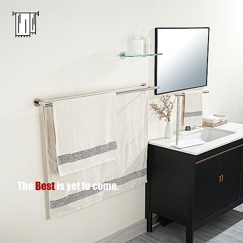 JQK Double Bath Towel Bar, 39 Inch 304 Stainless Steel Thicken 1mm Towel Rack for Bathroom, Bath Towel Holder Polished Chrome Wall Mount, Useable Length 36 Inch, TB100L36-CH - Image 4