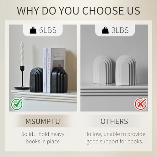 Decorative Bookends for Shelves, Set of 2 Book Ends for Heavy Books, Layered Arch Design Black Bookend - Image 5