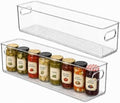 primebox Plastic Food Storage 2 Pack Clear Container Bin with Handles for Organizing Kitchen, Pantry, Refrigerator, Freezer, Pantry, Cabinet, Closet, Bathroom. 20”x4”x5” by primebox