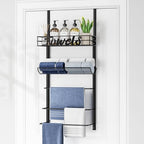 SWTYMIKI Over the Door Towel Racks for Bathroom - 5-Tier Wall Mounted Bathroom Towel Storage Organizer Holder with Metal Shelf, Black by SwtyMiki-TidyHomeSweetLife