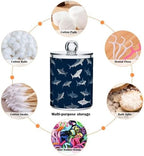ALAZA 4pcs Dark Blue Shark Fish Qtip Holder Dispenser 14 oz Bathroom Storage Clear Apothecary Jars Containers Cotton Ball,Cotton Rounds,Floss Picks, Hair Clips, Food - Image 4
