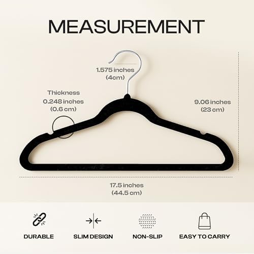 Utopia Home Velvet Hangers, Black, 100 Pack - Image 3