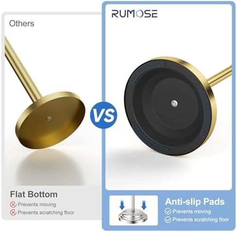 RUMOSE Toilet Paper Holder Stand for Floor Free Standing, Gold - Image 4