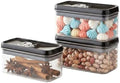 Felli Flip Tite Food Storage Container with Lid 4” RECTANGLE Airtight Ring Flip Lock Top, Stackable Acrylic Canister Set for Kitchen Fridge Pantry Organizer,(1.1 qt) by Felli