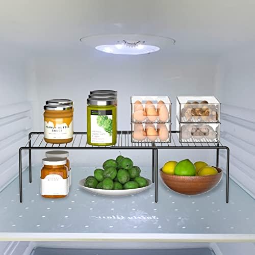 Redrubbit Cabinet Storage Shelf Rack, 8 Piece Expandable Metal Rustproof Kitchen Counter and Cabinet Shelf, Storage Rack Organizer Space Saver for Kitchen, Fridge, Cabinet, Bathroom, Black, Set of 4 - Image 2