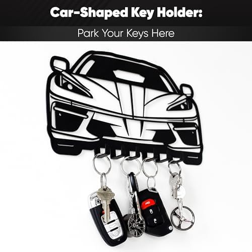 MOOH Metal Automotive Key Holder with 6 Hooks - Unique Wall Mounted Car Lovers Gifts for Men & Women - Cool Man Cave Decor - Image 2