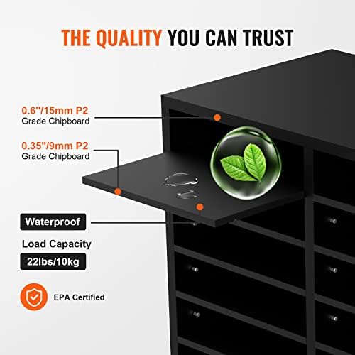 VEVOR Literature Organizers, 12 Compartments Office Mailbox with Adjustable Shelves，Wood Literature sorter 20.4x12x16.1 inches for Office, Home, Classroom, Mailrooms Organization, EPA Certified Black - Image 5