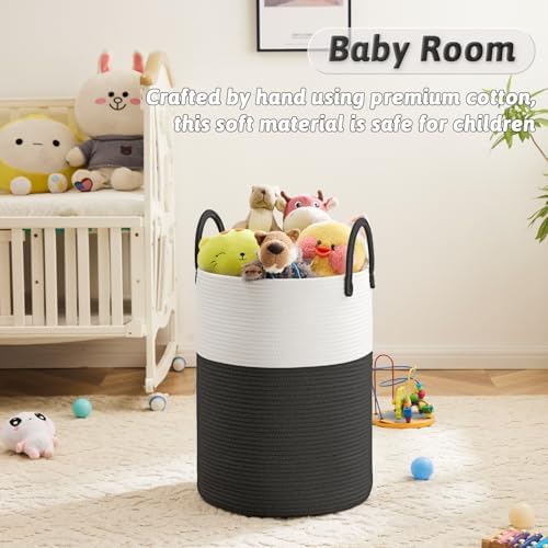 Artfeel Laundry Basket,Woven Cotton Rope Laundry Hamper,100L for Decorative Storage of Dirty Clothes,Toys and Blankets in Bathroom,Baby Room and Living Room - Image 3