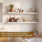 Dreamland Floating Shelves for Wall, Rustic White Floating Shelves for Bathroom|Bedroom|Kitchen, Deep Wall Mounted Book Shelf, Wood Storage Display Shelf for Home Decor, Set of 2 - Image 4