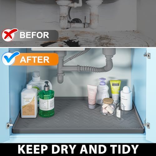 TigeJoy Under Sink Mats for Kitchen Waterproof 34" x 22", Cabinet Liner - Image 5