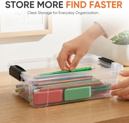 Superio Clear Storage Boxes with Lids, 1.27 Quart Plastic Container Bins for Organizing, Stackable Crates, BPA Free, Non Toxic, Odor Free, Organizers for Home, Office and Dorm, 8 Pack - Image 2