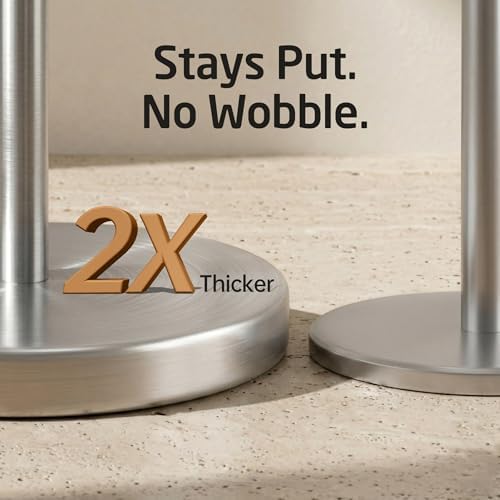 KES 26" Tall Toilet Paper Holder Stand with Weighted Base, Brushed Finish - Image 4