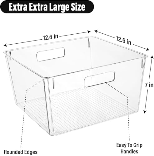Extra Large Clear Plastic Storage Bins, Perfect for Kitchen Organization or Pantry Organization and Storage, Laundry Room, Fridge, Freezer Organizer Plastic Storage Containers for Organizing - Image 2